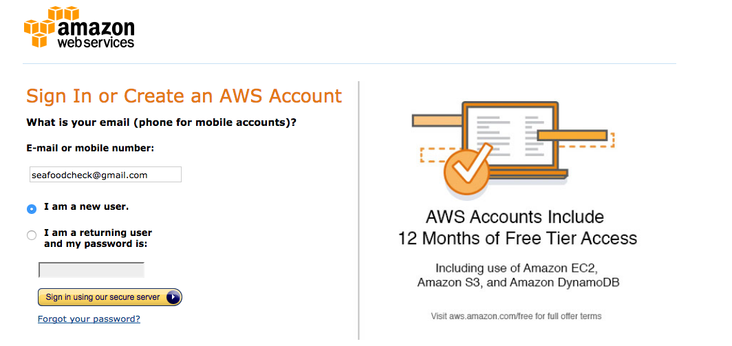 AWS signup